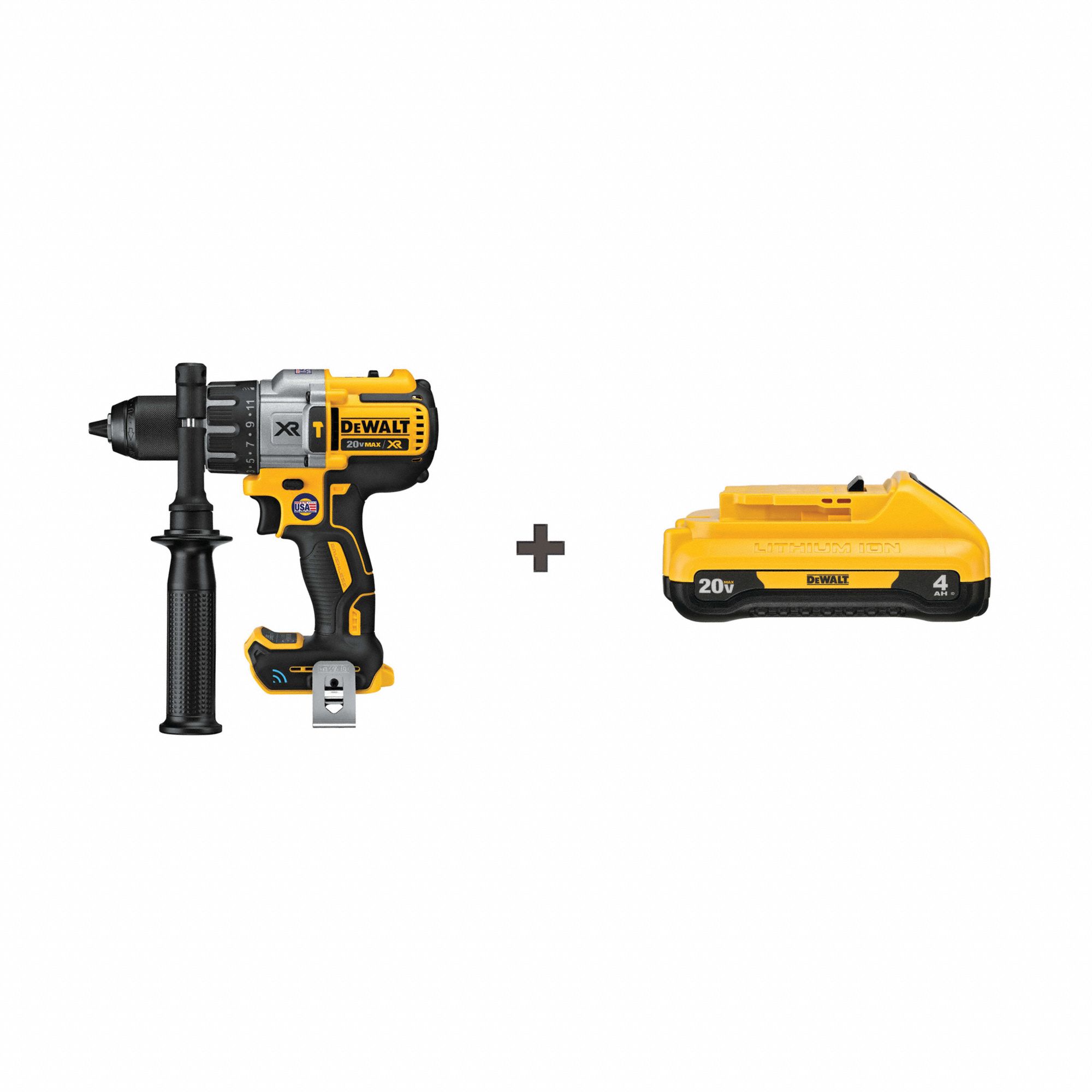 DEWALT, 20V DC, Premium, Cordless Hammer Drill 380FP7DCD997CB/DCB240 Grainger
