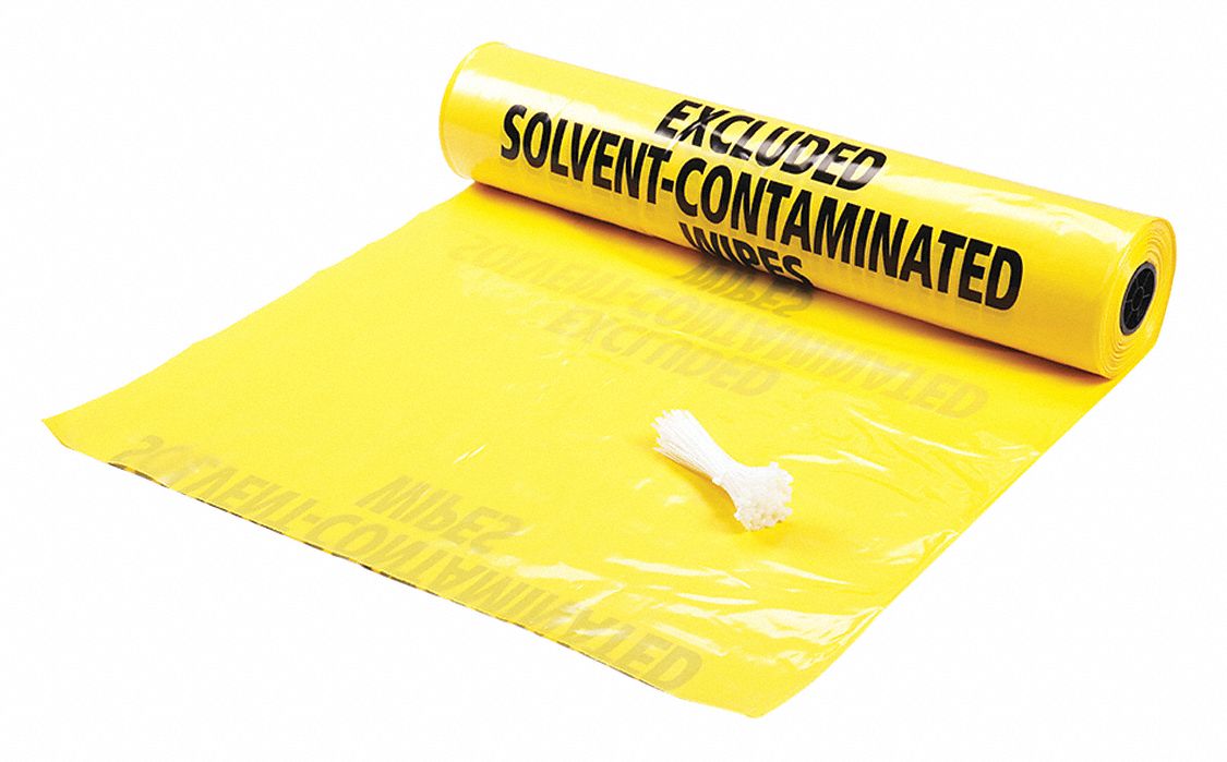 Disposal Bags: Polypropylene, Yellow, 55 gal Capacity, 65 in Lg, 38 in Wd, 65 in Ht, 6 mil Thick