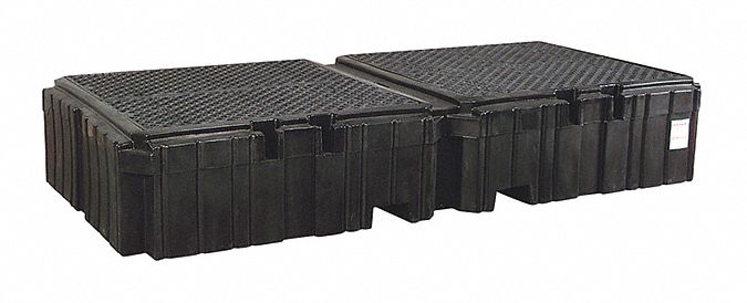 TWIN POLY IBC SPILL CONTAINMENT PALLET, 124.6 X 61.625 X 22 IN, FOR 2 IBC, WITH DRAIN
