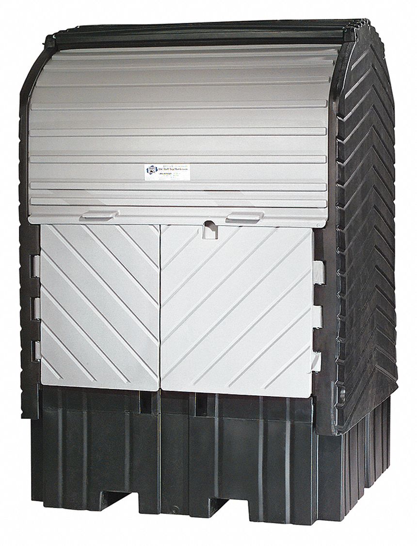 IBC CONTAINMENT UNIT, FOR 1 IBC, 62 X 64½ X 96 IN, INCLUDES DRAIN, BLACK