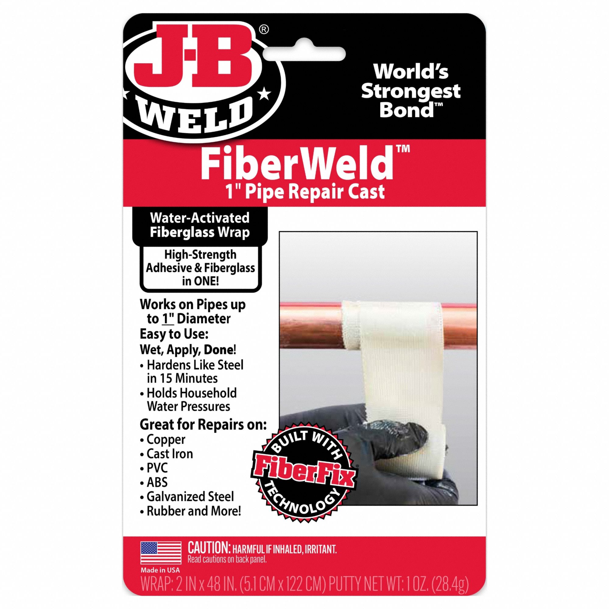 JB WELD, Fiberglass, 2 in W x 4 ft L Wrap Size, Pipe Repair Kit 60PP2738248 Grainger