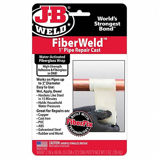 J-B WELD, Fiberglass, 2 in W x 4 ft L Wrap Size, Pipe Repair Kit -  60PP27