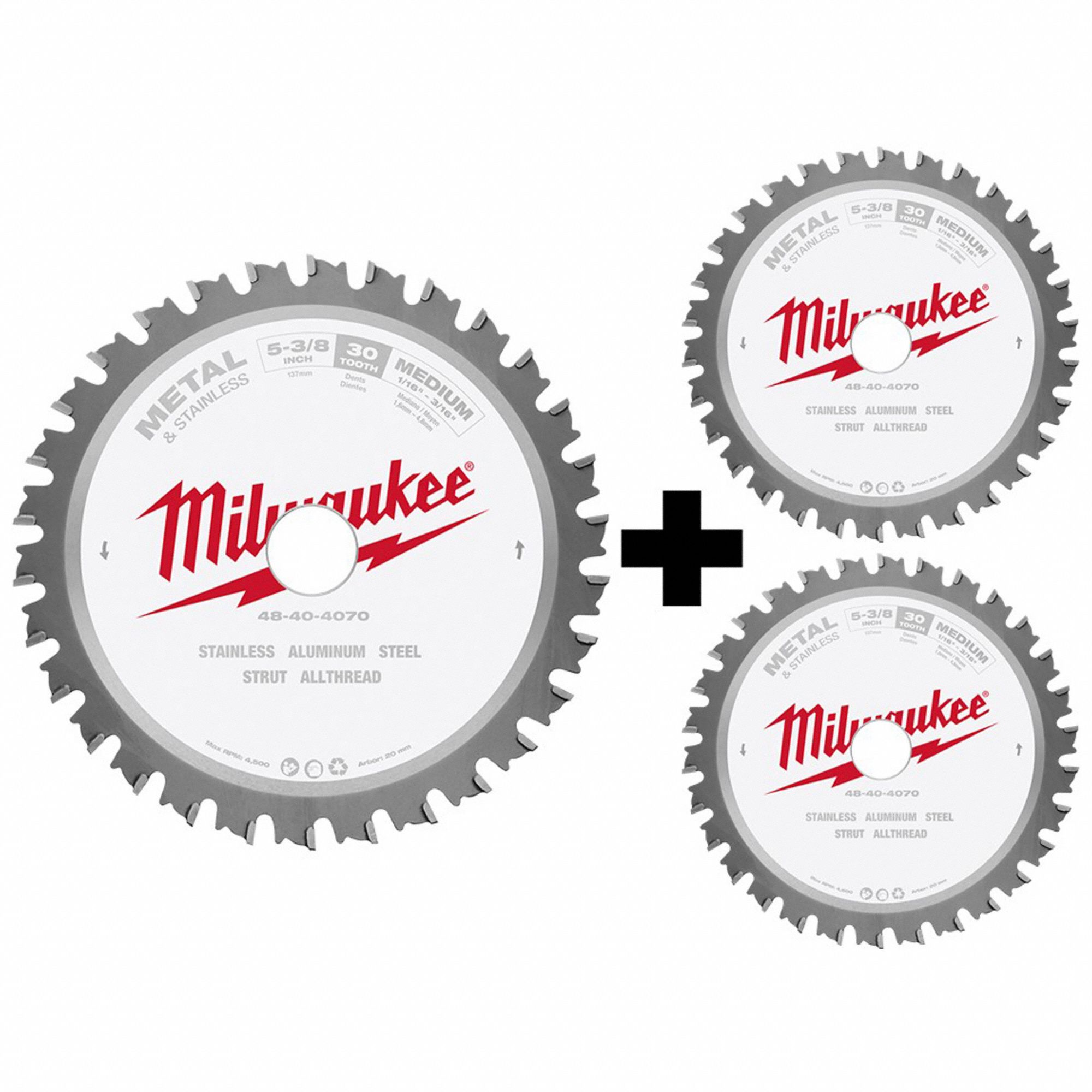 Circular Saw Blades, Ferrous Metals, Steel Materials Cut, 5 3/8 in