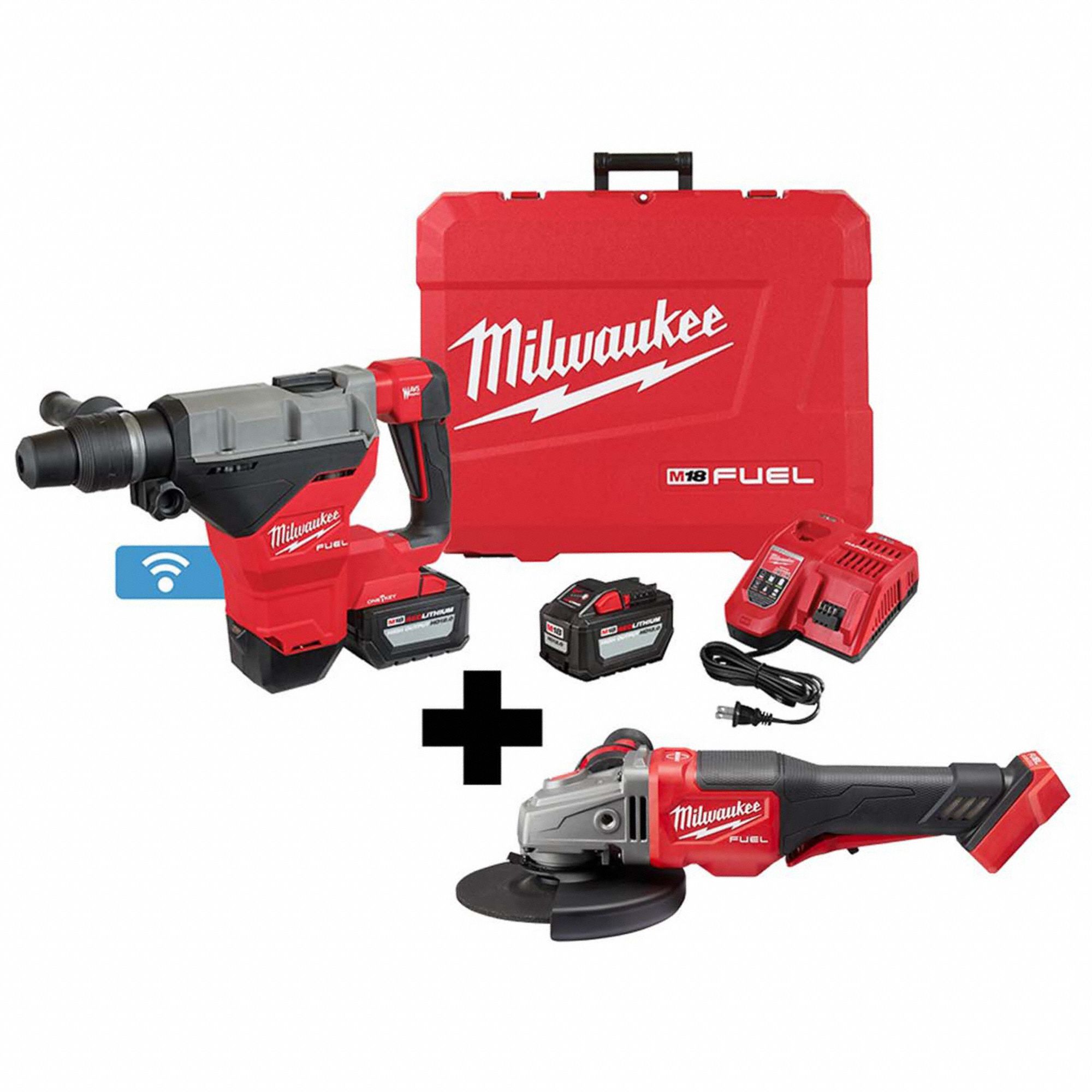 MILWAUKEE, 18 V Volt, 2 Tools, Tool Combination Kit - 382ZE3|2718-22HD ...