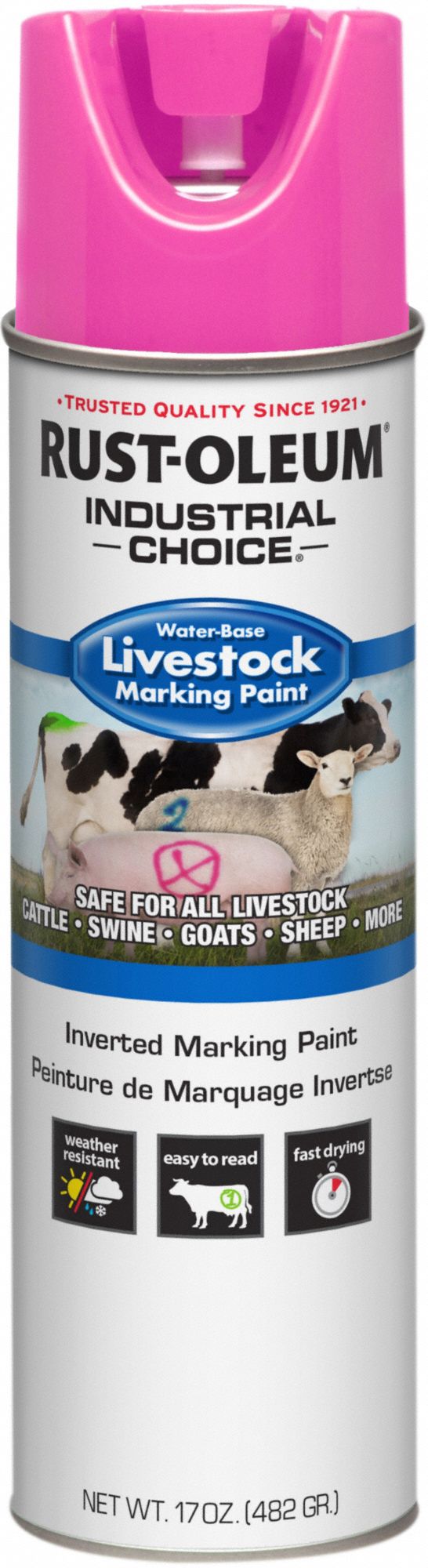 Marking Paint: Inverted Paint Dispensing, Fluorescent Pink, 17 oz