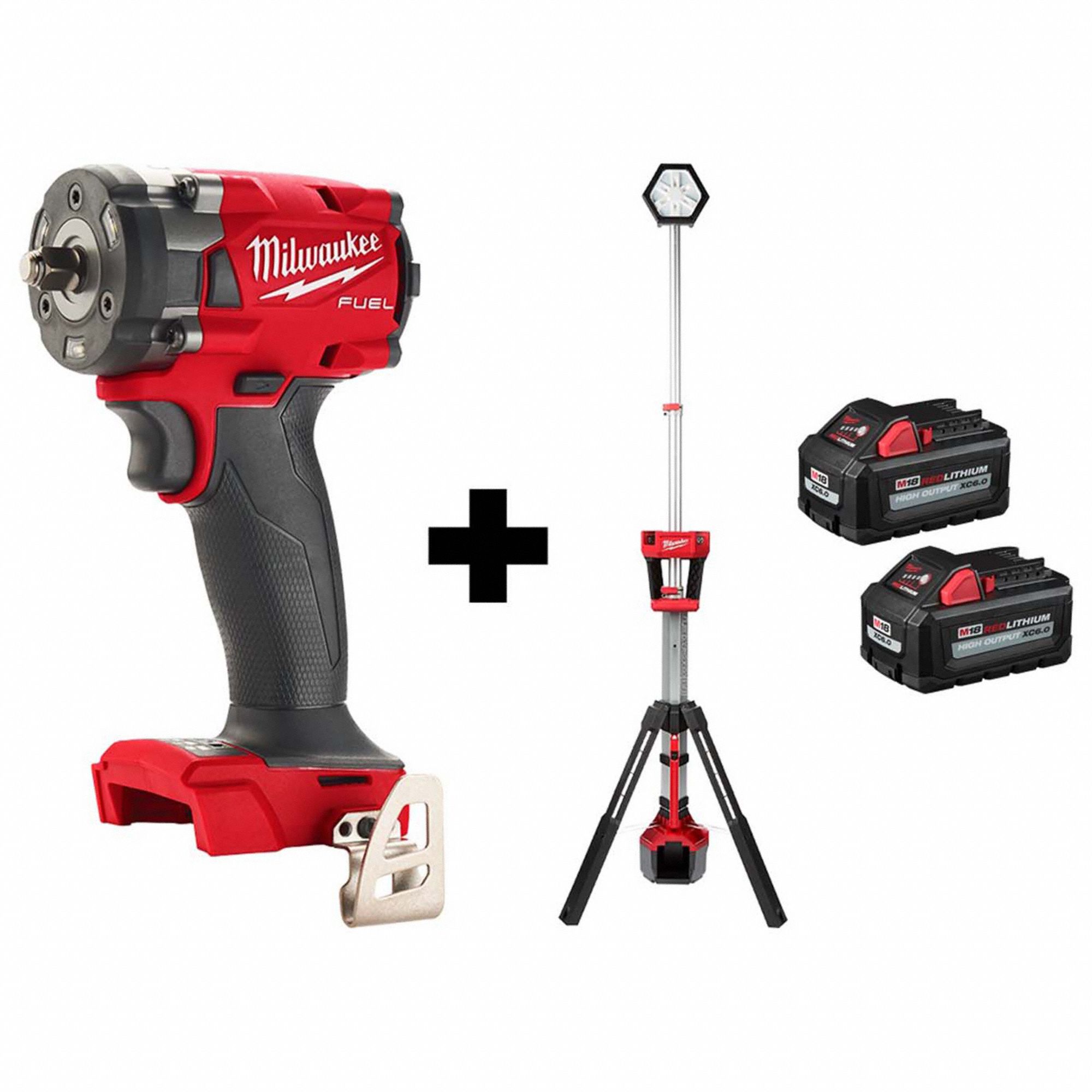 MILWAUKEE Cordless, Impact Wrench Kit, 18V DC, 250 ftlb Breakaway