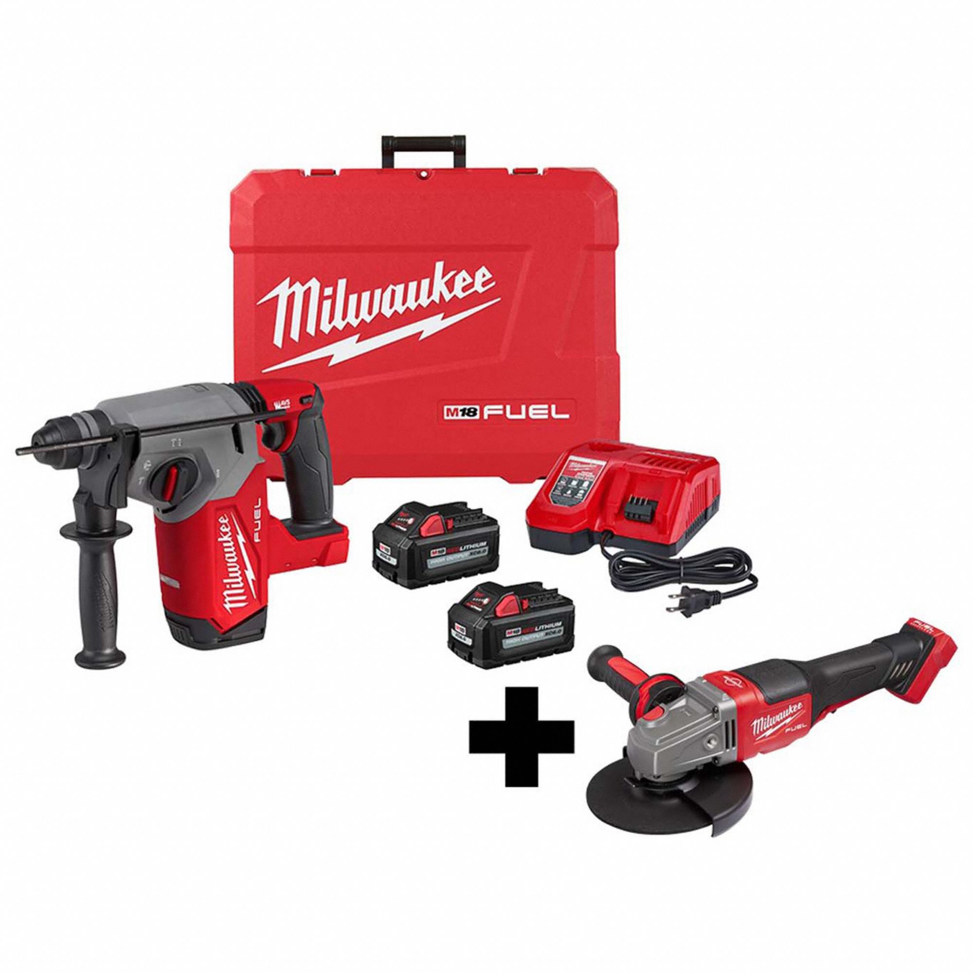 MILWAUKEE, 18 V Volt, 2 Tools, Rotary Hammer Kit 384NU7291222, 2980