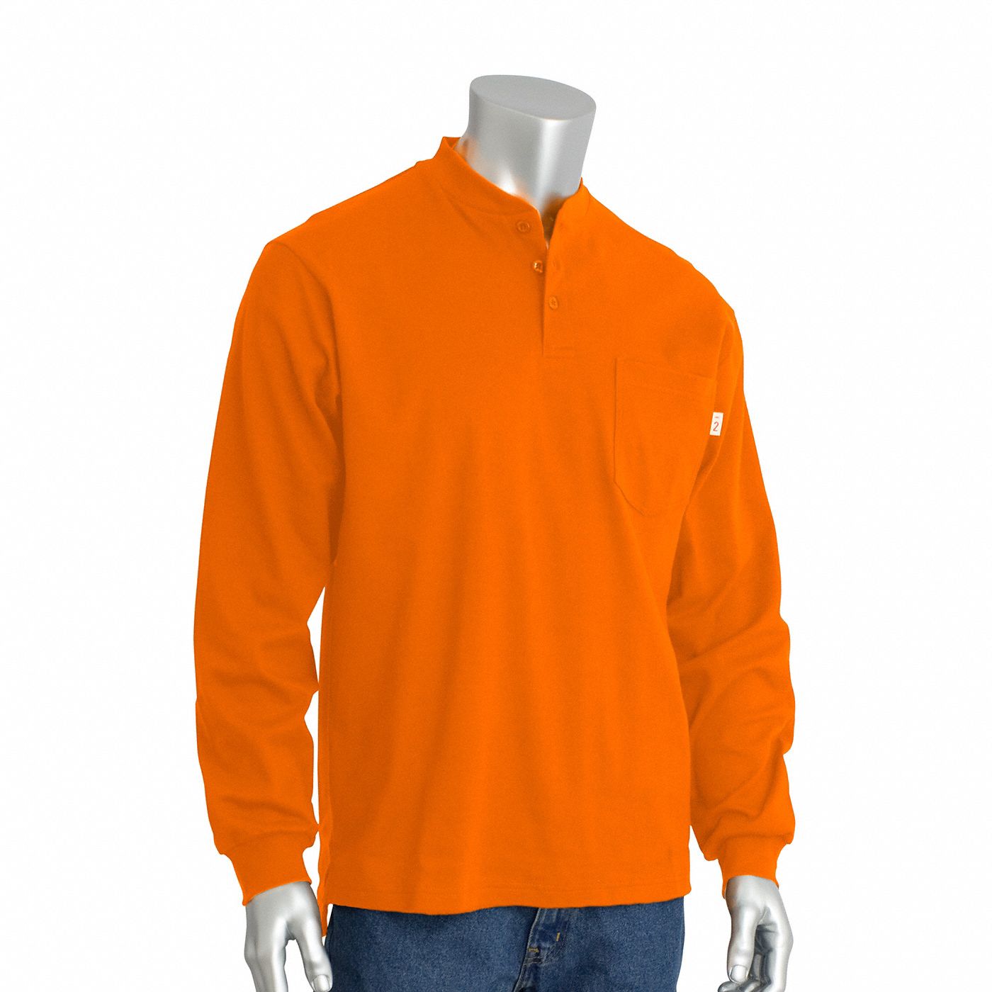 Flame-Resistant Shirt: 10.6 cal/sq cm ATPV, Men's, Tall, 2XL, Aramid ( 6.5 oz ), Long, Orange