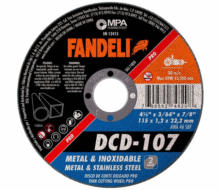 FANDELI Disco de Corte Abrasivo, Material Óxido de Aluminio - 390PR1 ...