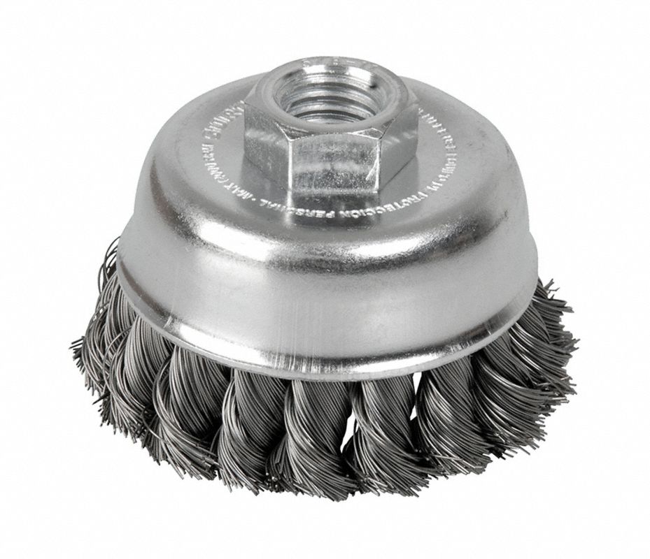 WESTWARD Cepillo De Copa 4" Acero Al Carbono Cerdas Tipo Alambre
