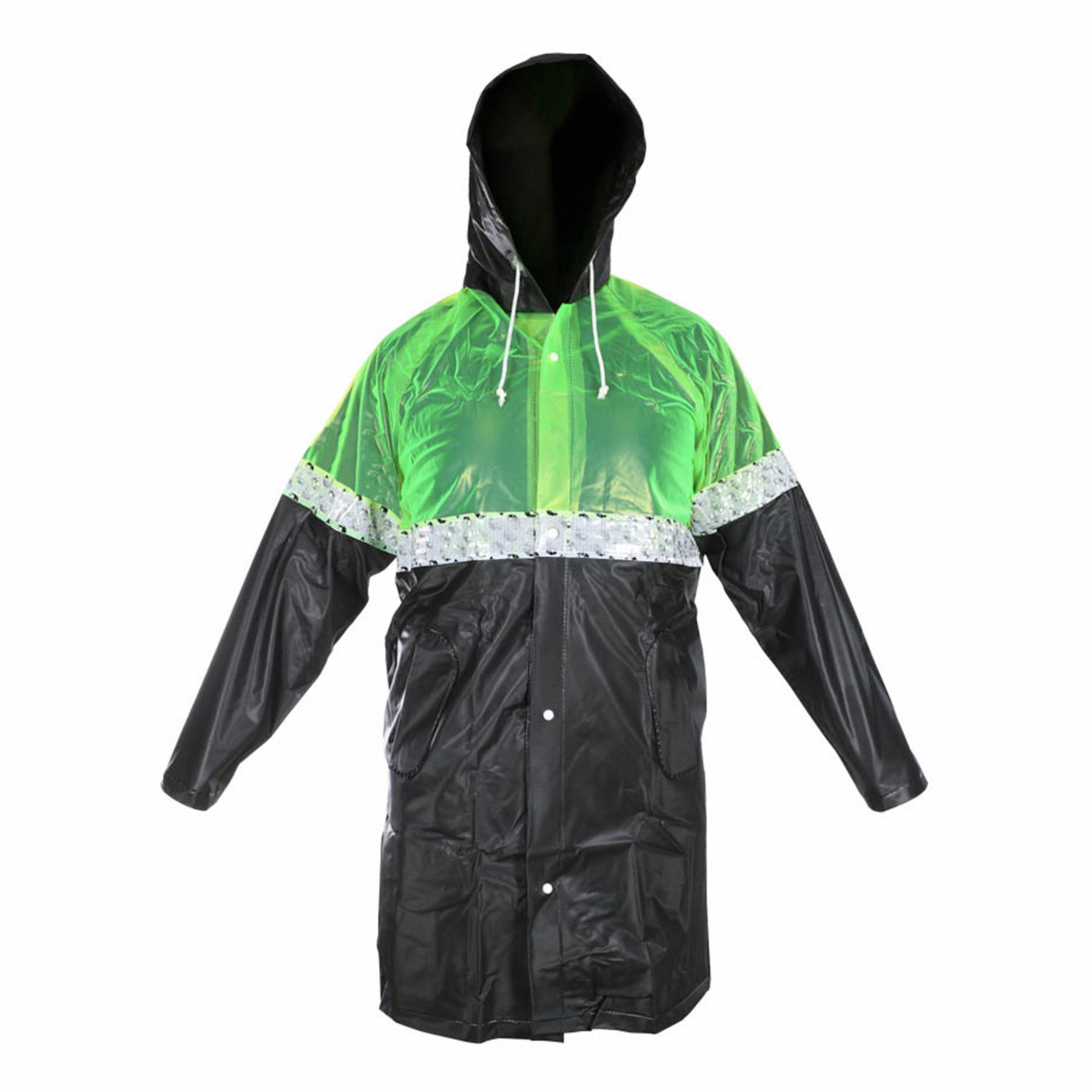 Jyrsa Chaqueta para la Lluvia con Capucha Negro Verde PVC Unisex Talla XG