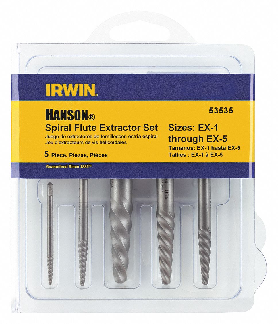 Screw Extractor Set Spiral Flute 5 pcs