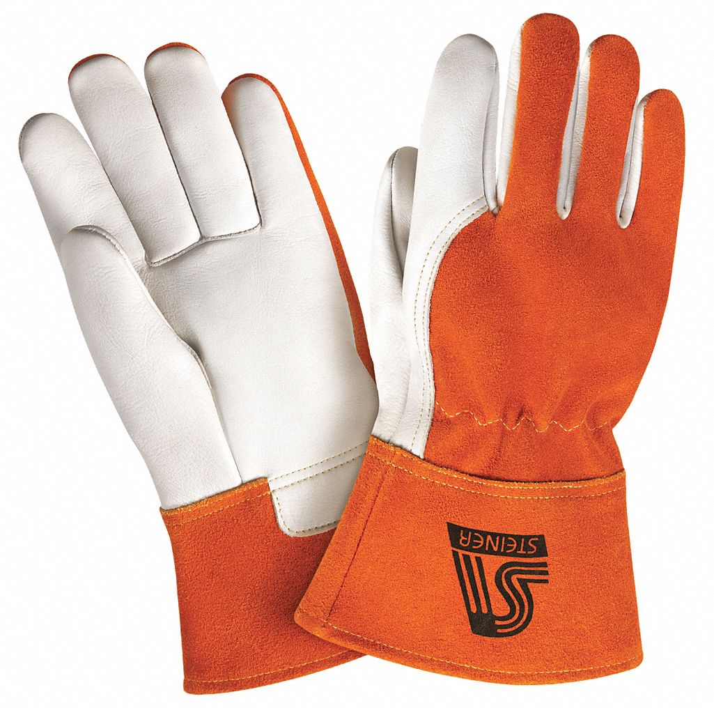 Straight Thumb, Gauntlet Cuff, Welding Gloves,Cowhide,MIG,Kevlar(R),2XL