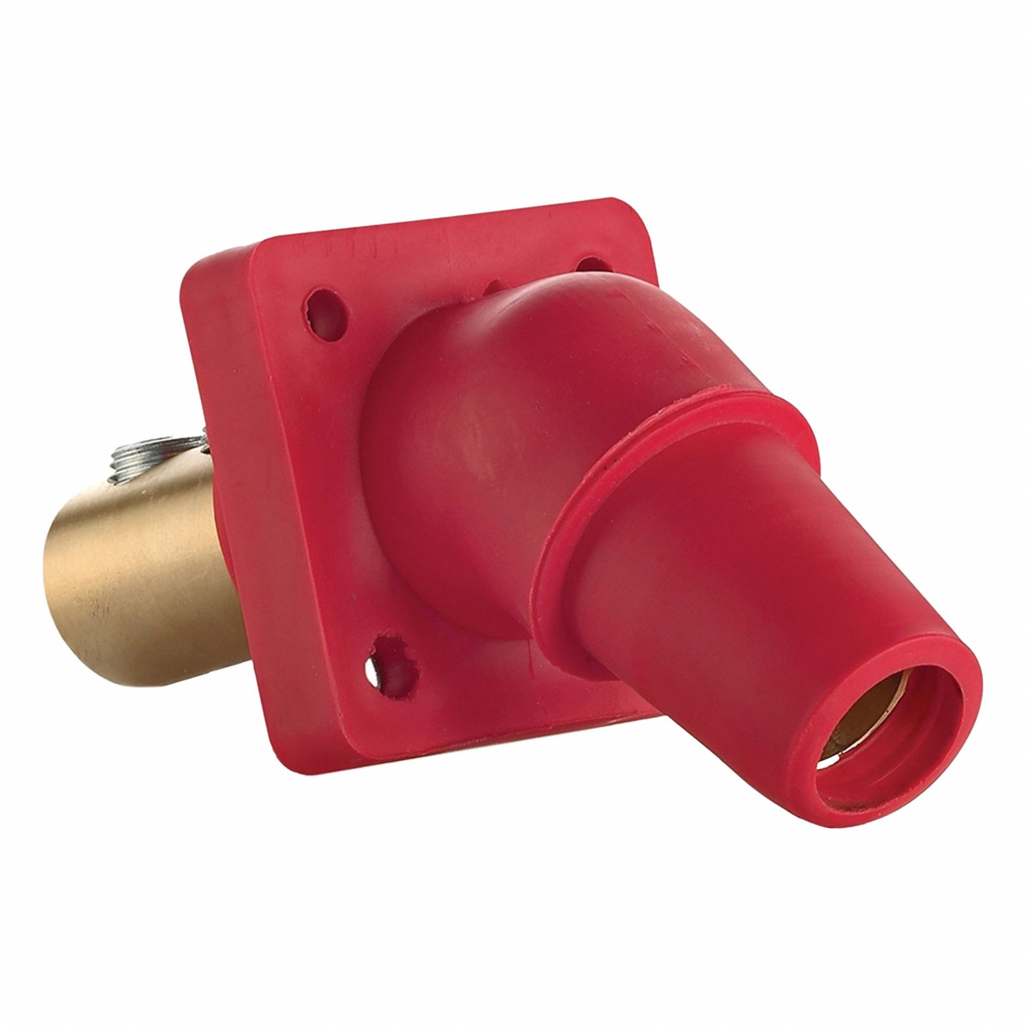 Single Pole Receptacle: For Male Plugs, 400 A, Angled, Red, Square, Threaded Mounting