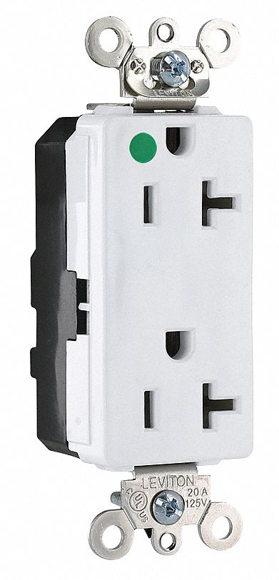 Receptacle: Decorator Duplex, 5-20R, 20 A, 125V AC, White, 2 Pole / 3 Wire Poles & Wires
