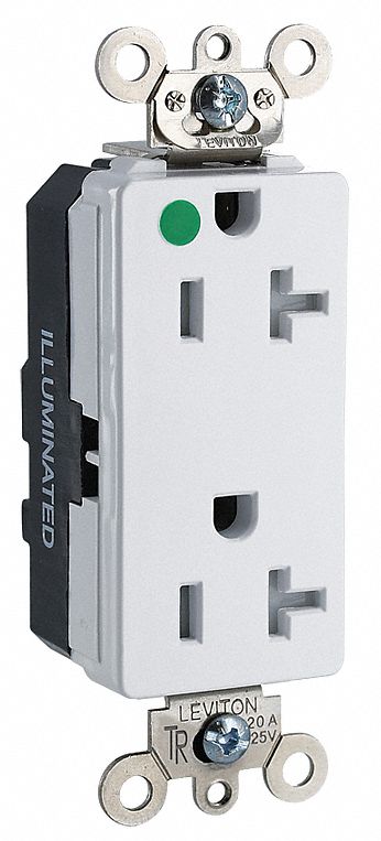 Receptacle: Decorator Duplex, 5-20R, 20 A, 125V AC, White, 2 Pole / 3 Wire Poles & Wires