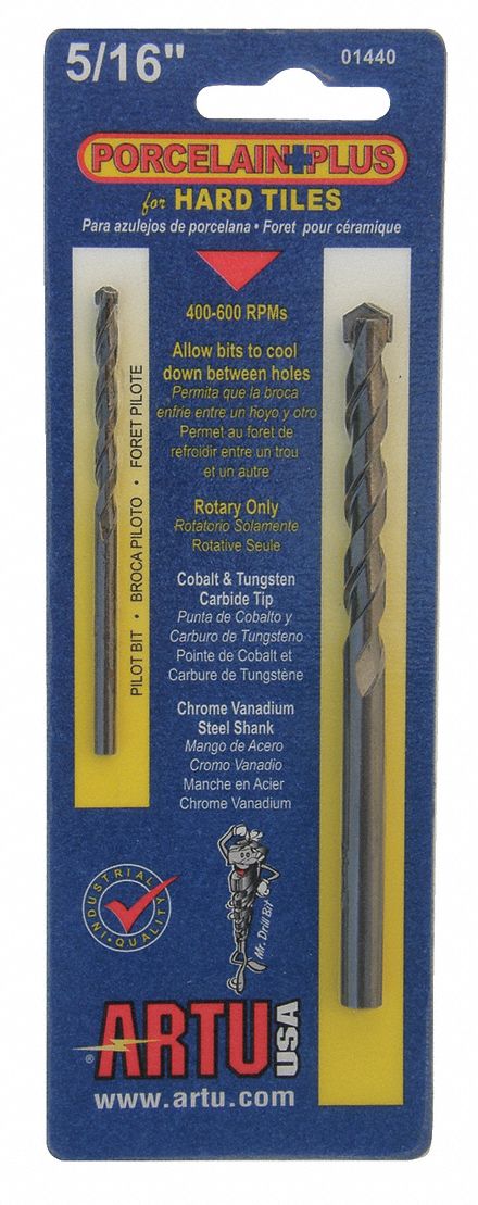 ARTU 01440 Porcelain Tile Drill Bit,5/16 In 722793014407 eBay