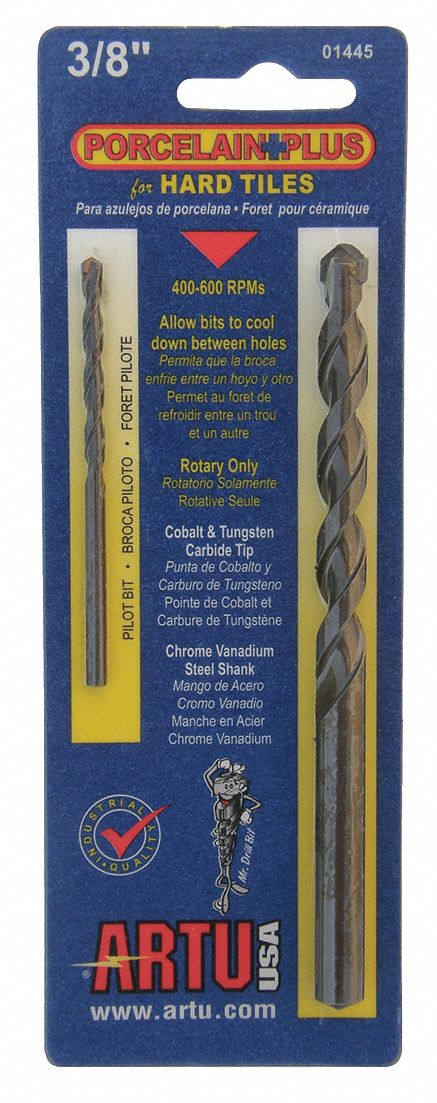 Porcelain Tile Drill Bit,3/8 In