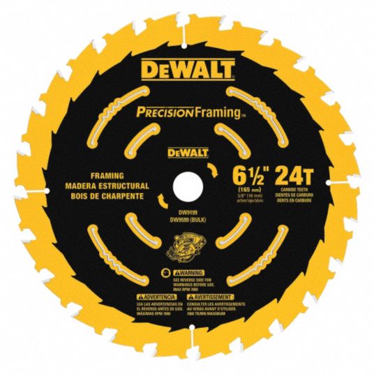 Dewalt 6 1 2 In Blade Dia 24 Teeth Circular Saw Blade 38a905 Dw9199 Grainger