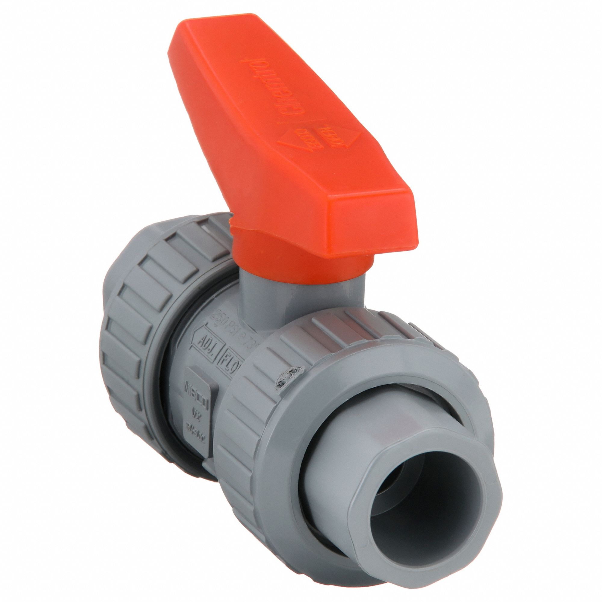 Manual Two-Way Ball Valve: 1/2 in, CPVC, Straight, True Union Socket/True Union NPT, Lever