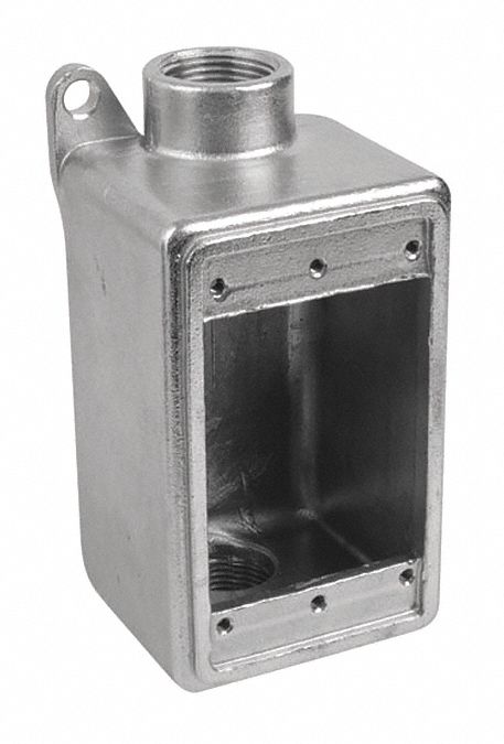 WEATHERPROOF ELECTRICAL BOX, STAINLESS STEEL, 1 GANG, ¾ IN HUB SIZE, 25 CU IN CAPACITY