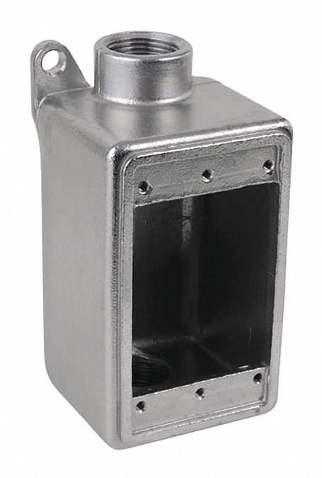 WEATHERPROOF ELECTRICAL BOX, STAINLESS STEEL, 1 GANG, 1 IN HUB SIZE, 25 CU IN CAPACITY