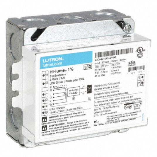 LUTRON, 120 to 277V AC, 24V DC, LED Driver - 38AY08|L3DA4U1UKL