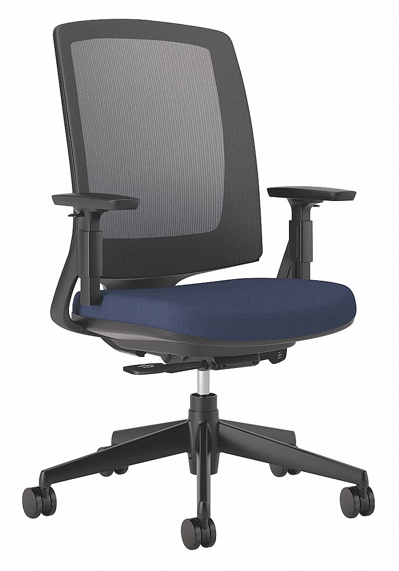 Desk Chair, Desk Chair, Blue, Fabric, 17 in to 21 in Nominal Seat Height Range Grainger