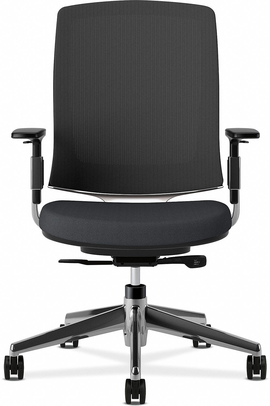 HON Desk Chair, Desk Chair, Black, Fabric, 17 in to 21 in Nominal Seat Height Range 38C616