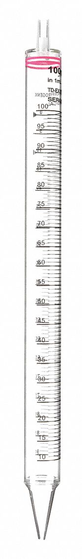 Serological Pipette: 100 mL Capacity, 1 mL Graduation Increments, Individually Wrapped