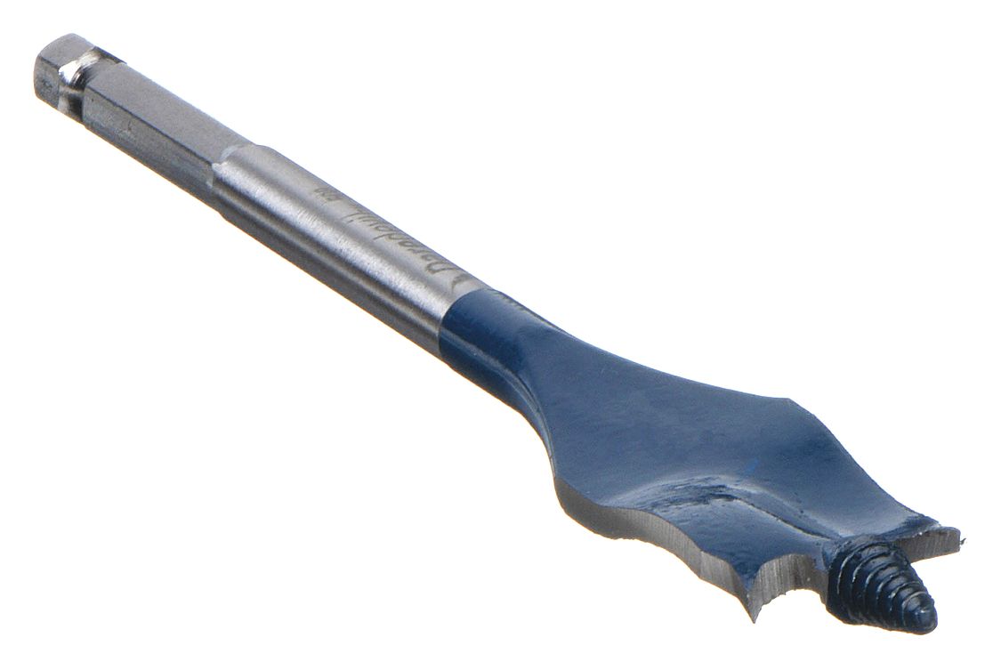 SPADE DRILL BIT, 1 IN DRILL BIT SIZE, 6 IN LENGTH, PAINTED, ¼ IN SHANK HEX