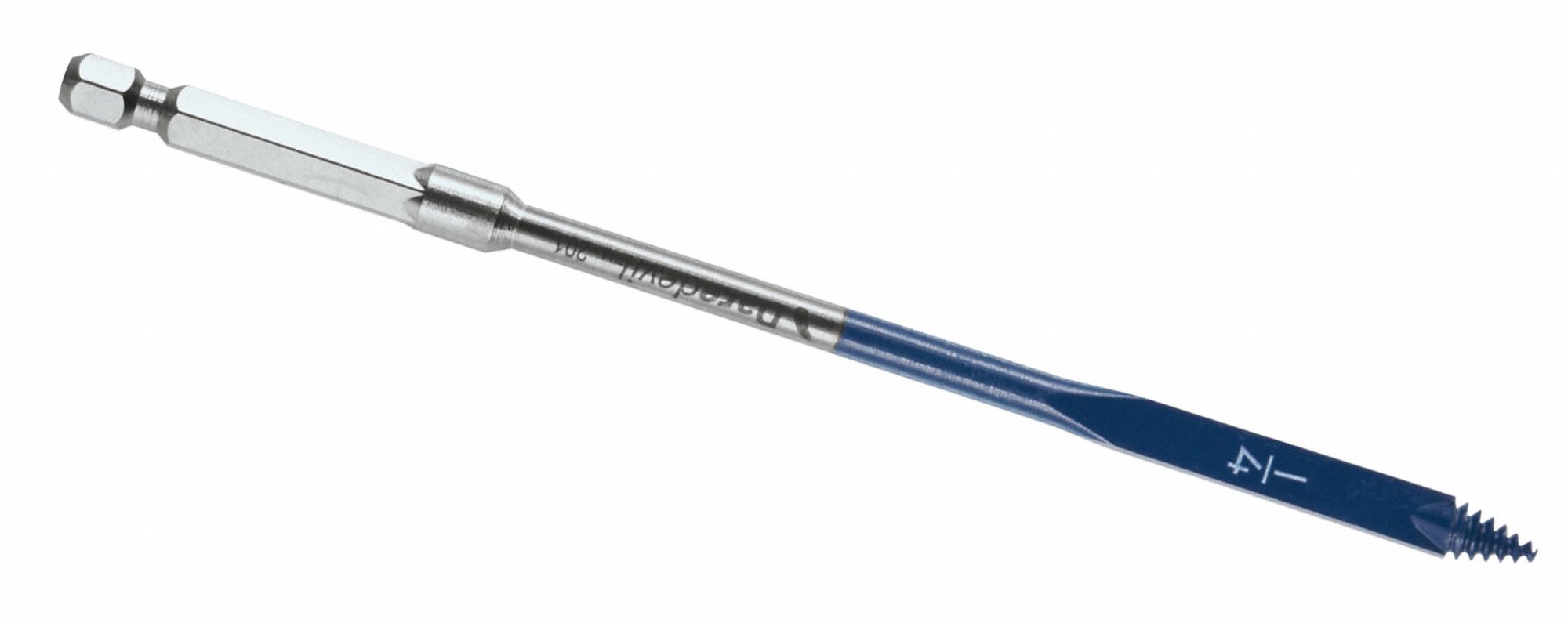 Spade Drill Bit: 1/4 in Drill Bit Size, 6 in Overall Lg, Painted, 1/4 in Shank Hex Size