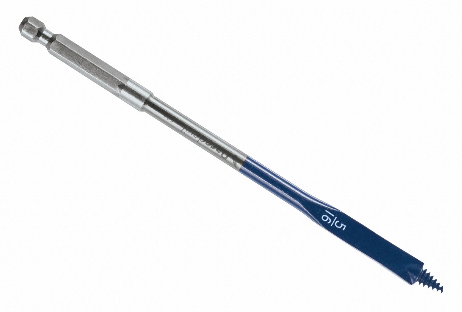 Spade Drill Bit: 5/16 in Drill Bit Size, 6 in Overall Lg, Painted, 1/4 in Shank Hex Size