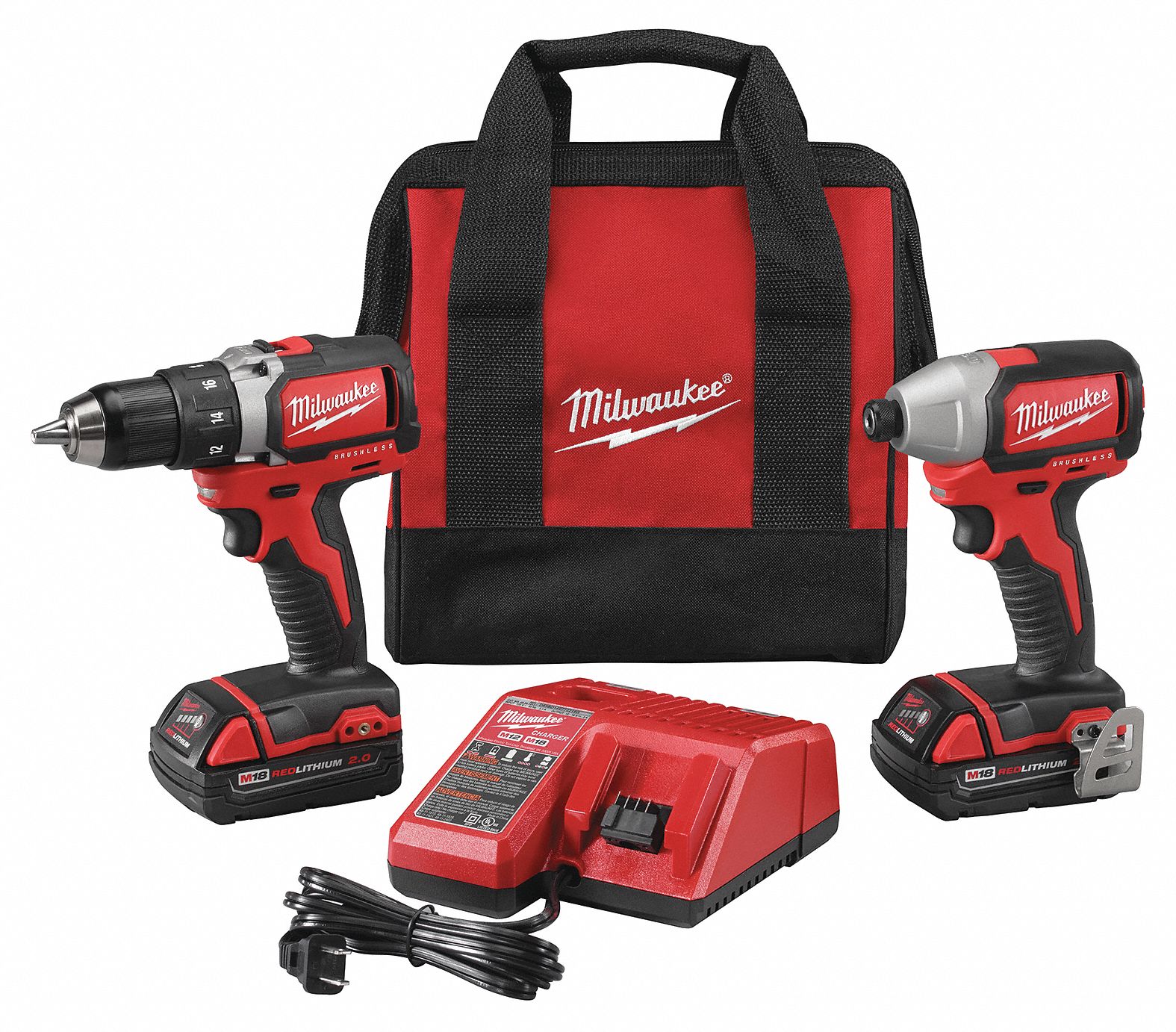 M18, Cordless Combination Kit, 18.0 Voltage, Number of Tools 2 - Grainger