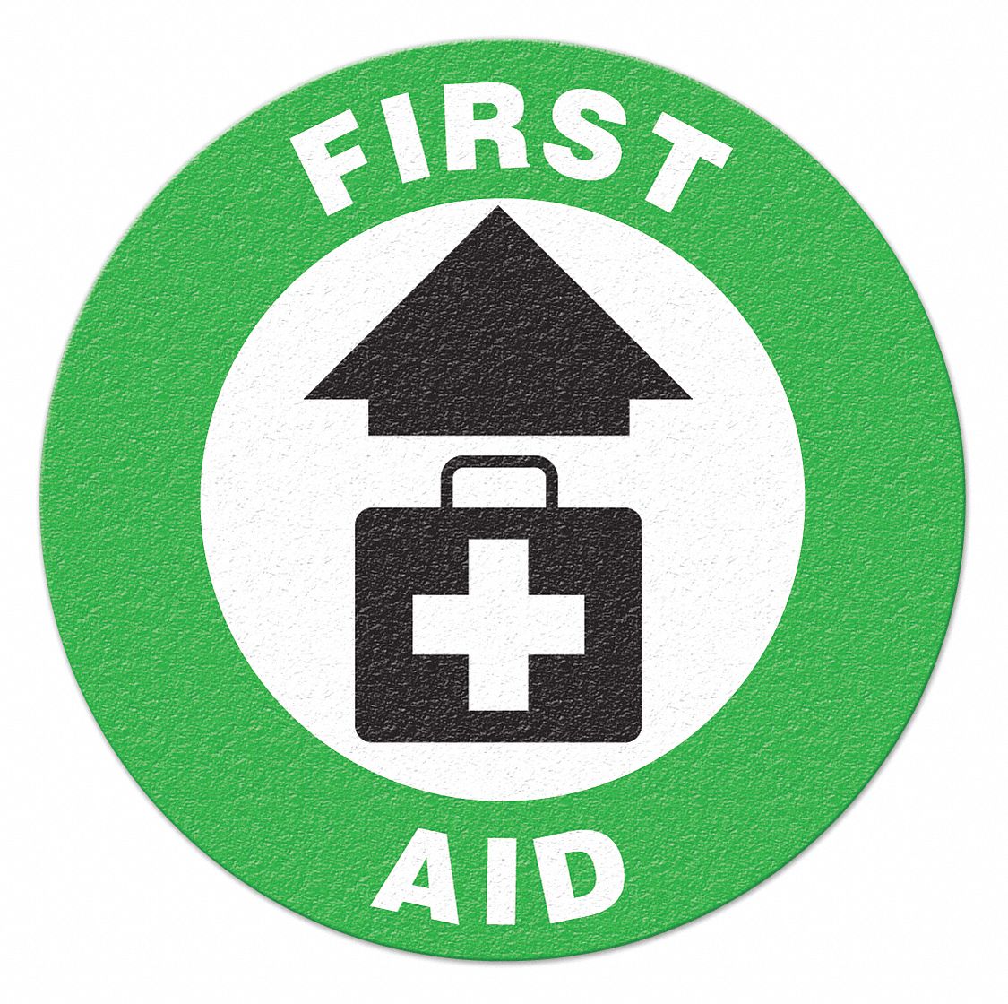 SAFETY FLOOR SIGN, PLASTIC, 17 IN WIDTH, 1/32 IN HEIGHT, ADHESIVE SURFACE, WHITE/GREEN