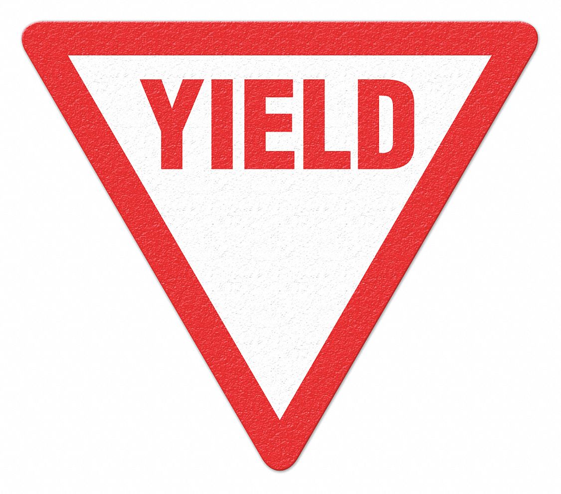 SAFETY FLOOR SIGN, NOT RETROREFLECTIVE, TRIANGLE, PLASTIC, VINYL, WHITE/RED