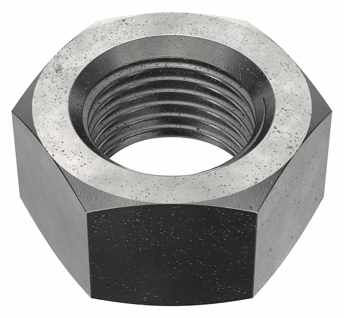 Hex Nut: Std Hex, M64x6.00 Thread, 95 mm Hex Wd, 51 mm Hex Ht, Steel, Class 8, Plain, Std Hex Nut