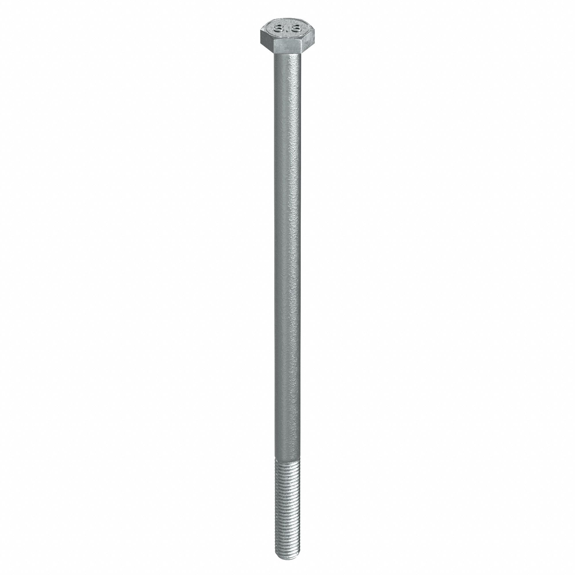 Hex Head Cap Screw: Steel, Class 8.8, Zinc Plated, M10-1.50, Coarse, 170 mm lg, Metric, 100 PK