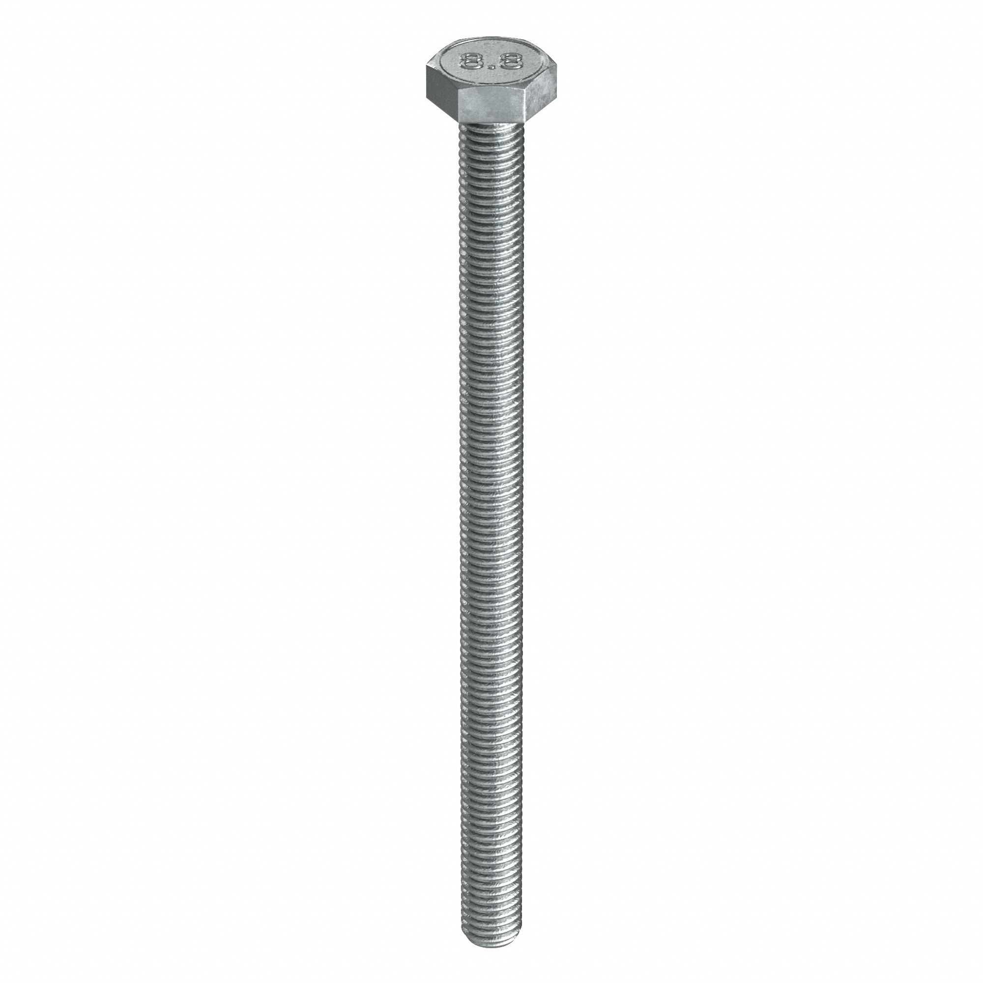 Hex Head Cap Screw: Steel, Class 8.8, Zinc Plated, M10-1.50, Coarse, 140 mm lg, Metric, HRC22, 25 PK