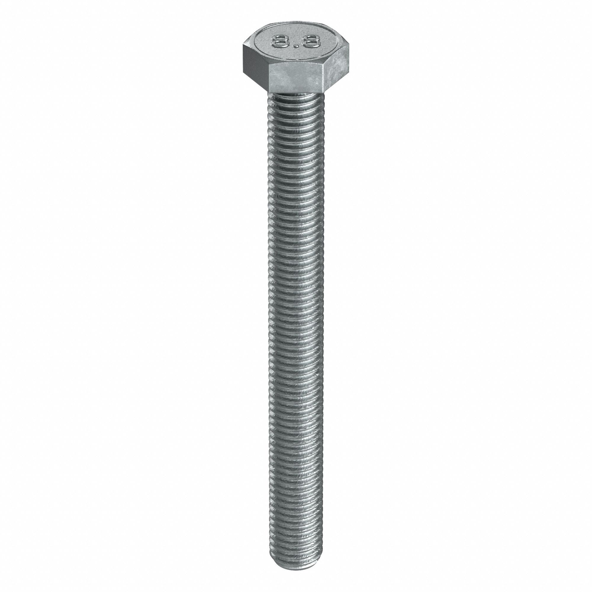 Hex Head Cap Screw: Steel, Class 8.8, Zinc Plated, M10-1.50, Coarse, 110 mm lg, Metric, HRC22, 25 PK