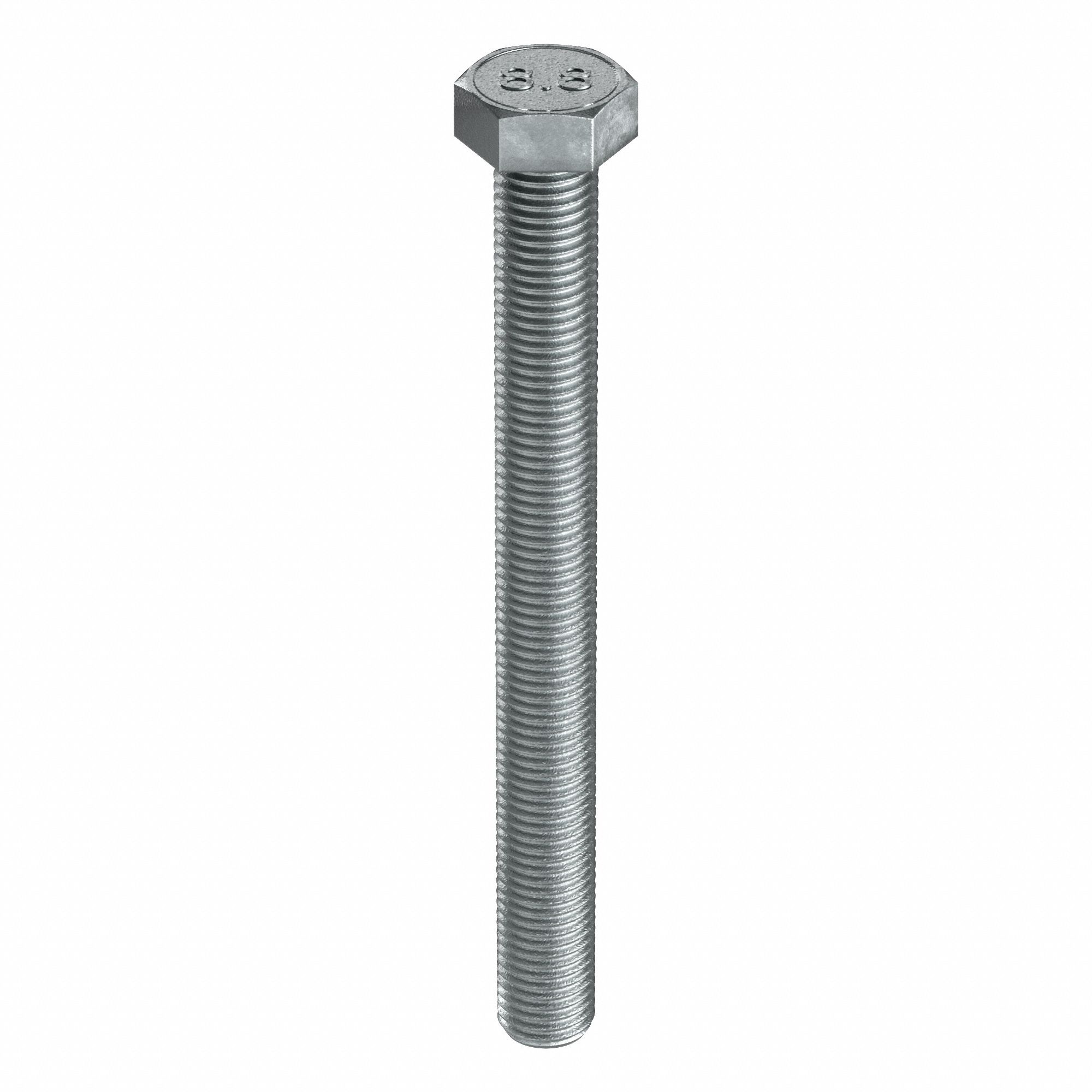 Hex Head Cap Screw: Steel, Class 8.8, Zinc Plated, M20-2.50, Coarse, 200 mm lg, Fully Threaded, 5 PK