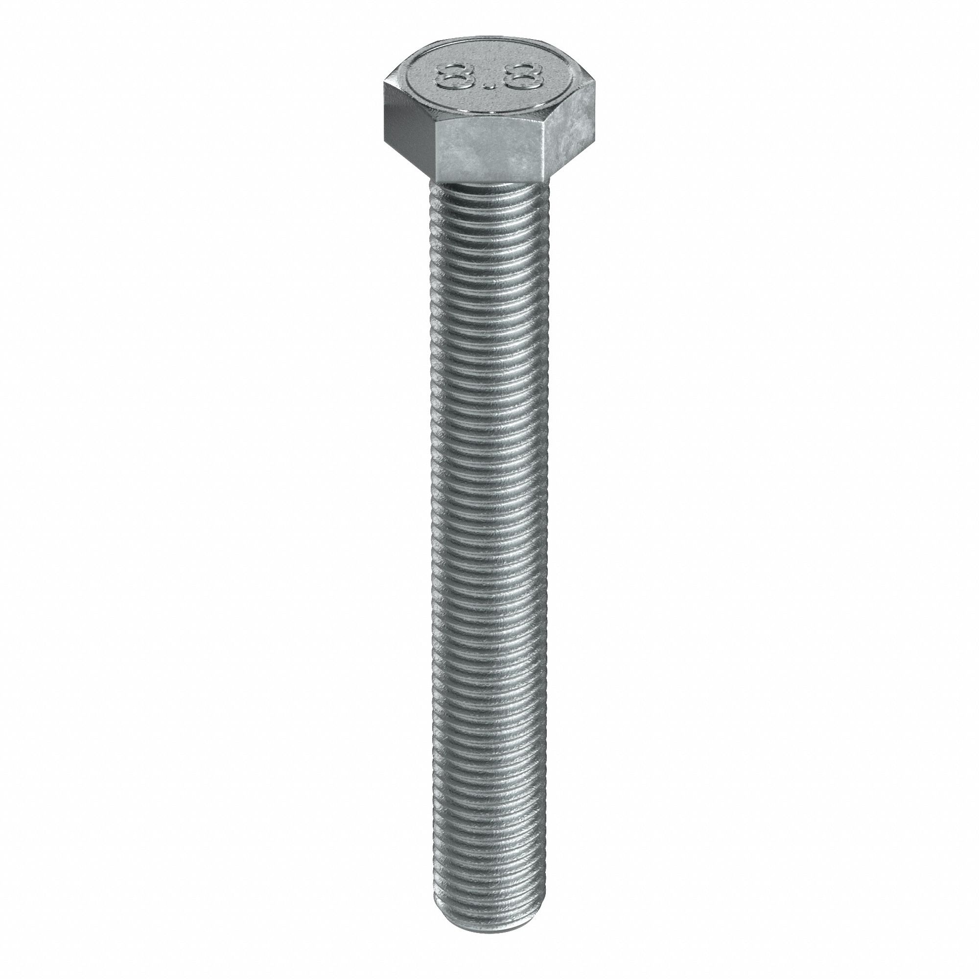 Hex Head Cap Screw: Steel, Class 8.8, Zinc Plated, M24-3.00, Coarse, 180 mm lg, Fully Threaded, 5 PK