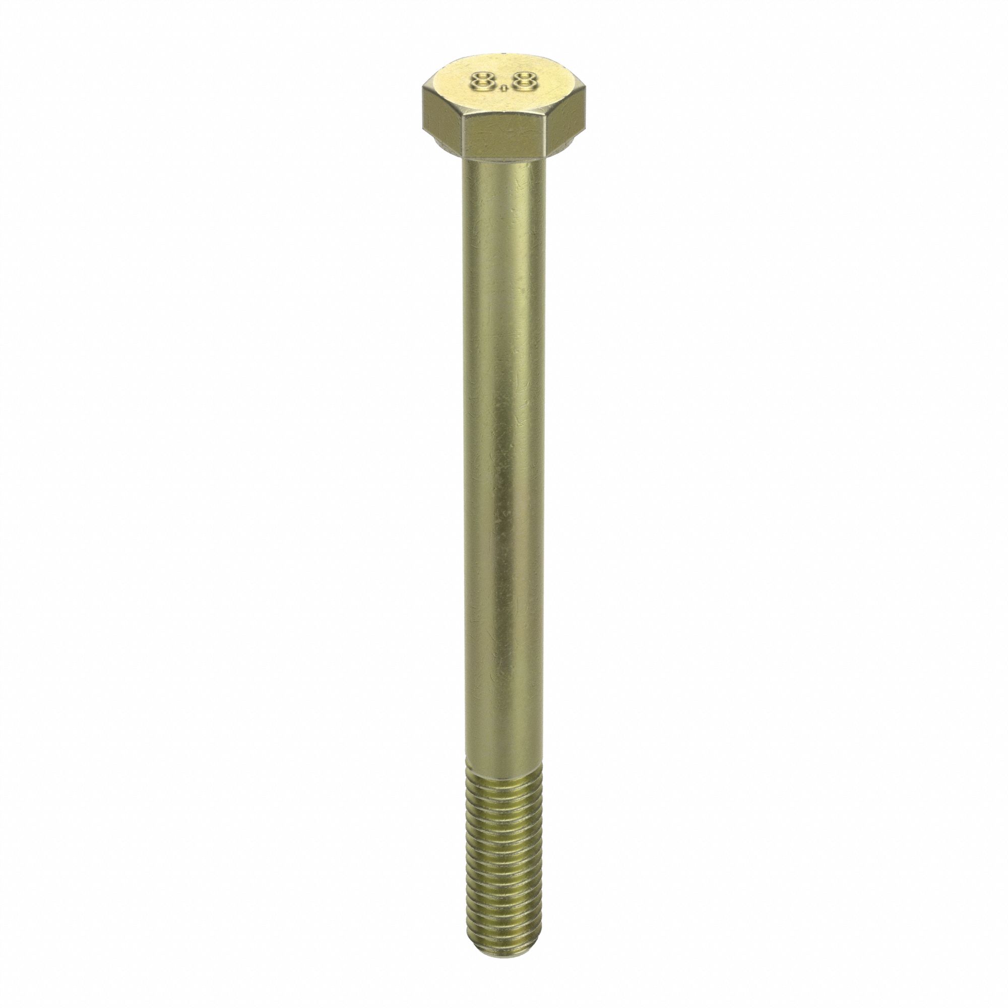 HEX HEAD CAP SCREW, STEEL, CLASS 8.8, ZINC YELLOW, M6-1.00, COARSE, 60MM L, METRIC, HRC22, 100 PK