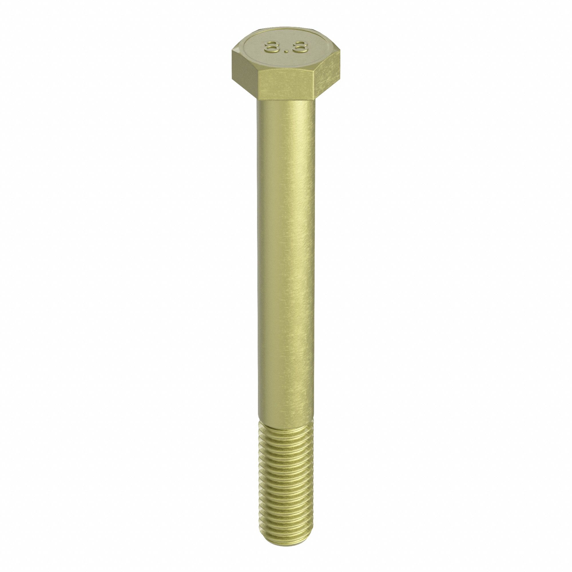 Hex Head Cap Screw: Steel, Class 8.8, Zinc Yellow, M10-1.50, Coarse, 100 mm lg, Metric, HRC22, 50 PK