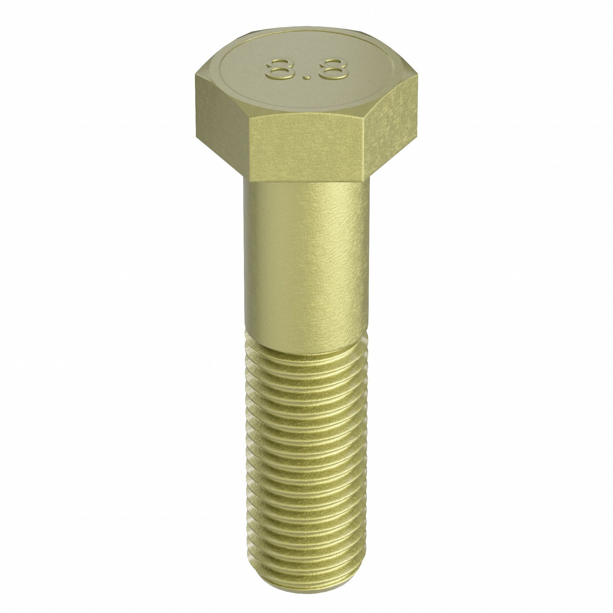 Hex Head Cap Screw: Steel, Class 8.8, Zinc Yellow, M10-1.50, Coarse, 200 mm lg, Metric, 25 PK