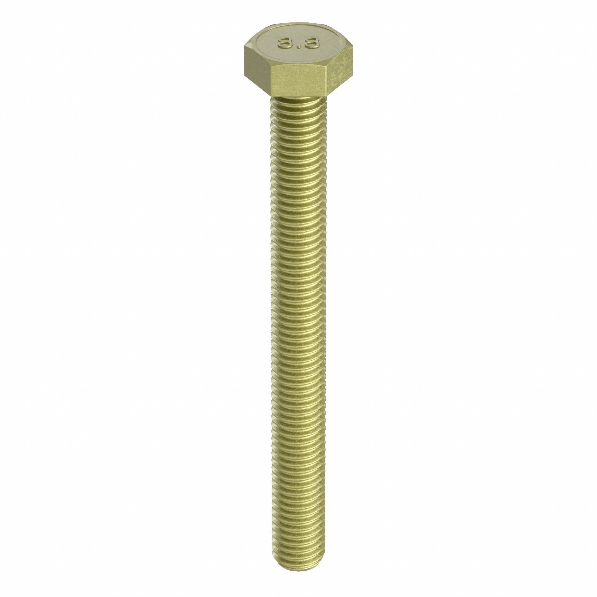 Hex Head Cap Screw: Steel, Class 8.8, Zinc Yellow, M10-1.50, Coarse, 110 mm lg, Metric, HRC22, 25 PK