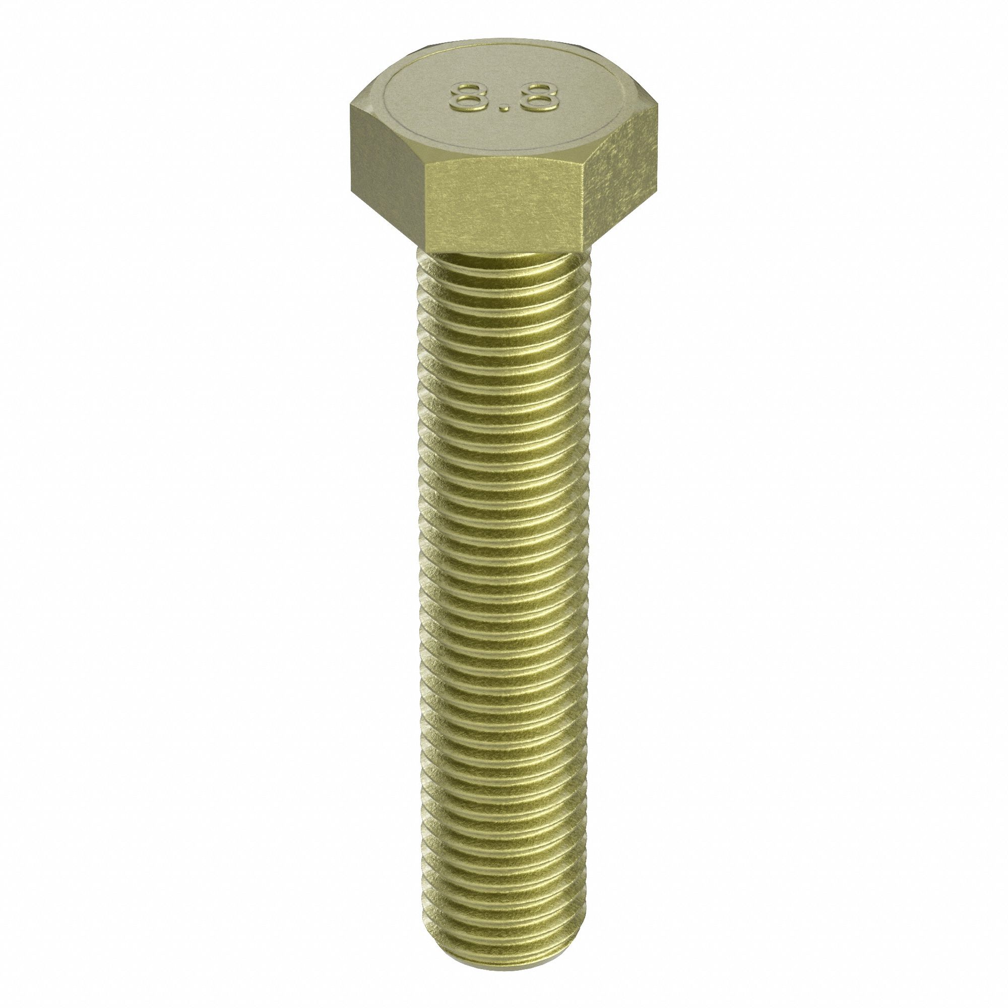 Hex Head Cap Screw: Steel, Class 8.8, Zinc Yellow, M10-1.50, Coarse, 120 mm lg, Metric, HRC22, 25 PK