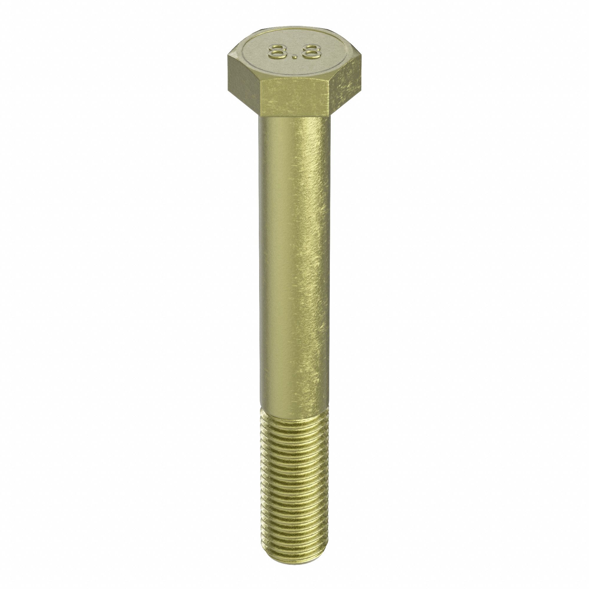 Hex Head Cap Screw: Steel, Class 8.8, Zinc Yellow, M10-1.25, Fine, 100 mm lg, Metric, DIN 960, 50 PK