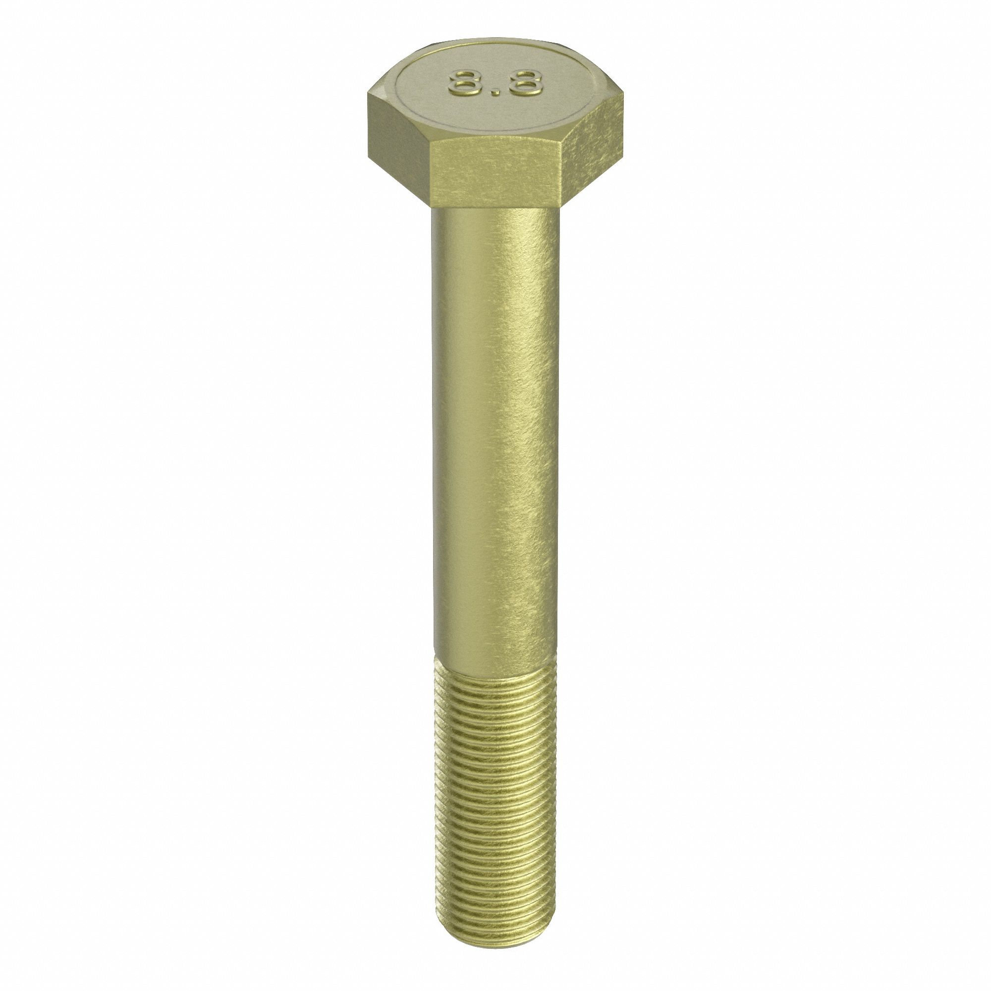 Hex Head Cap Screw: Steel, Class 8.8, Zinc Yellow, M10-1.00, Extra Fine, 40 mm lg, Metric, 50 PK