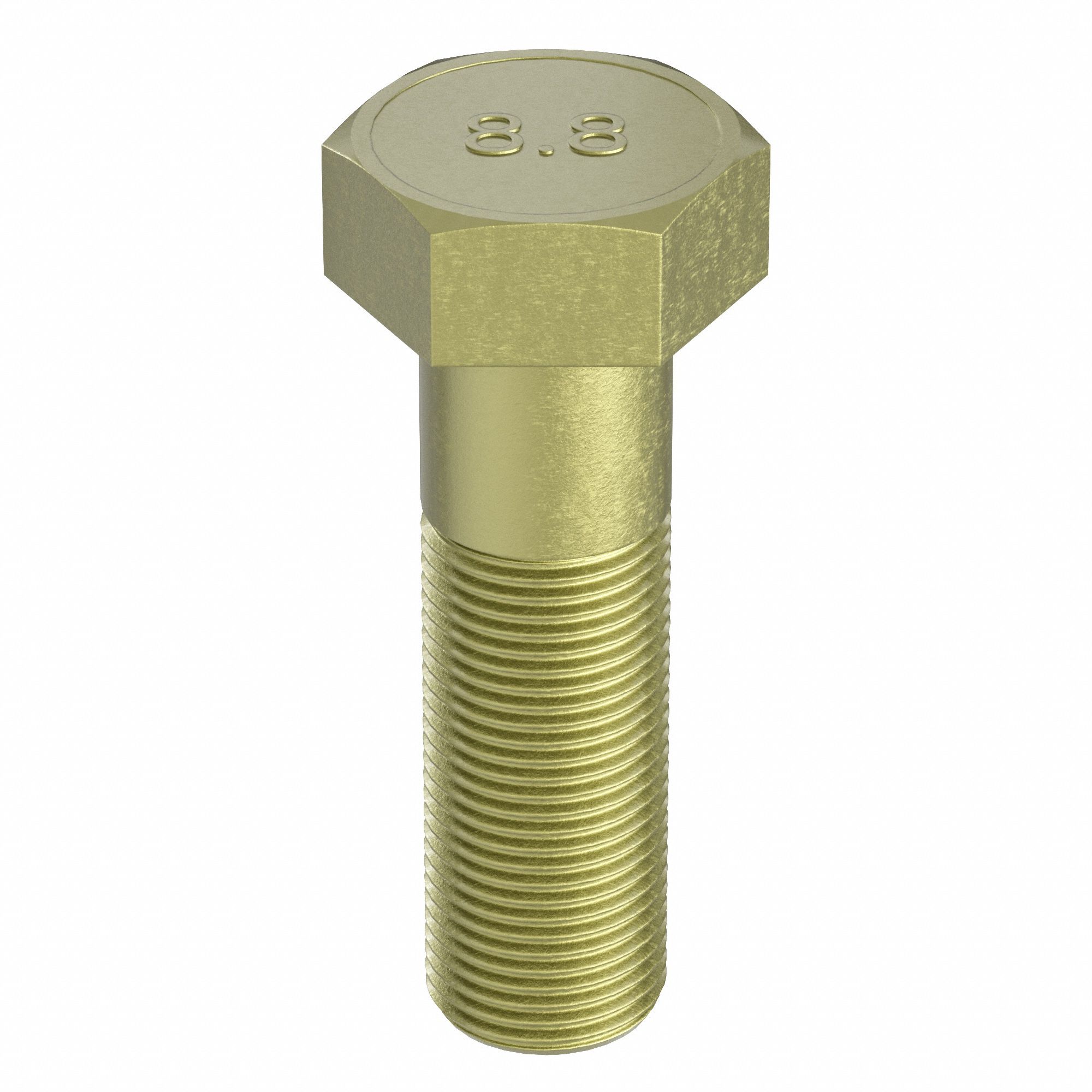 Hex Head Cap Screw: Steel, Class 8.8, Zinc Yellow, M16-1.50, Fine, 100 mm lg, Metric, DIN 960, 10 PK